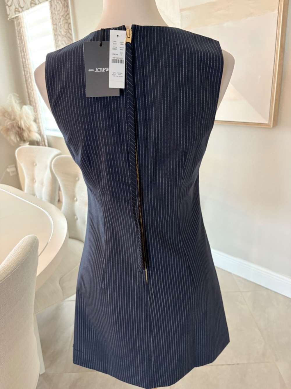 NWT J Crew Mini shift dress in pinstriped wool blend - Picture 6 of 7